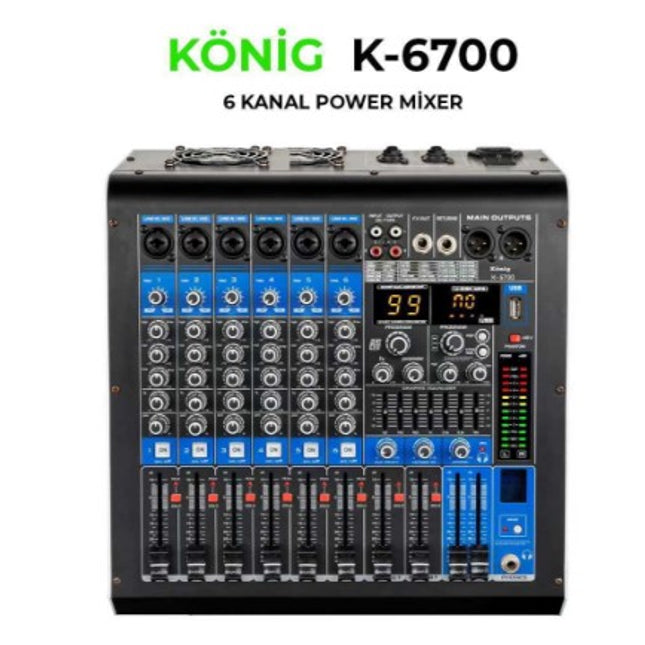 König KA-6700P 6 Channel Power Mixer