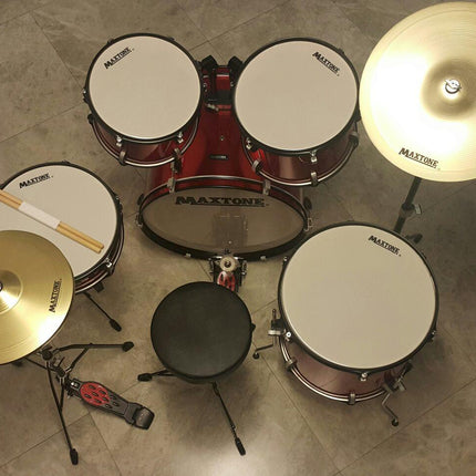 DAVUL SET 5 PCS METALİK KIRMIZI + ZİL + TABURE