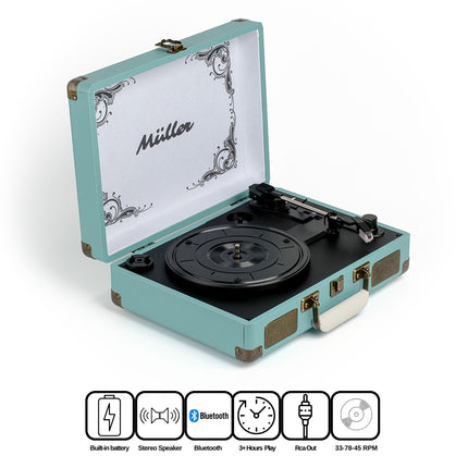 Müller Mr-350Bt Nostalgic Turntable Ocean-Turquoise