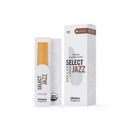 D'Addario Woodwinds Organic Select Jazz Unfiled Tenor Saxophone Reed No:3 Soft 