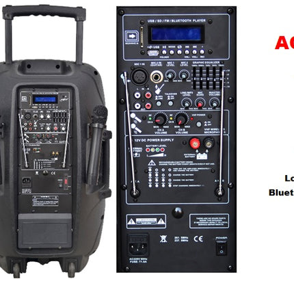 PAQ-15AB 15 Watt Taşınabilir Çift Mikrofonlu Şarjlı Amfi