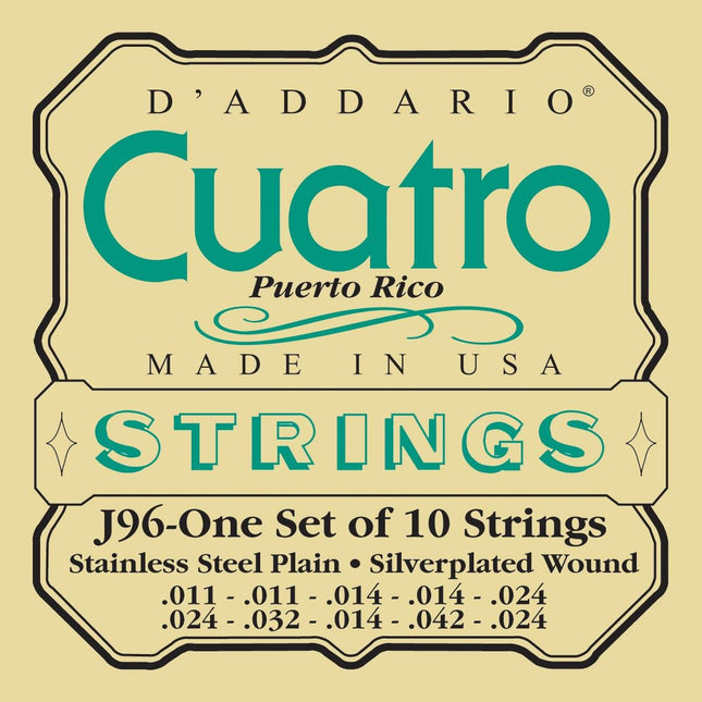DADDARIO J96 PUERTO RICO CUATROSU İSİMLİ ENSTRÜMAN İÇİN 10'LU TAKIM
