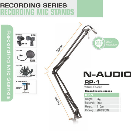 Rp-1 50cm Acrobat Table Mounted Mic Stand with Cable