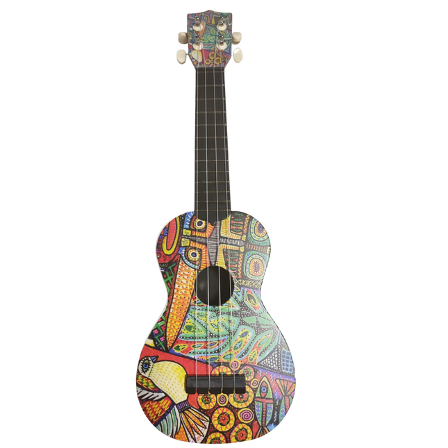 Soprano Ukulele Kuş Desenli Kapak