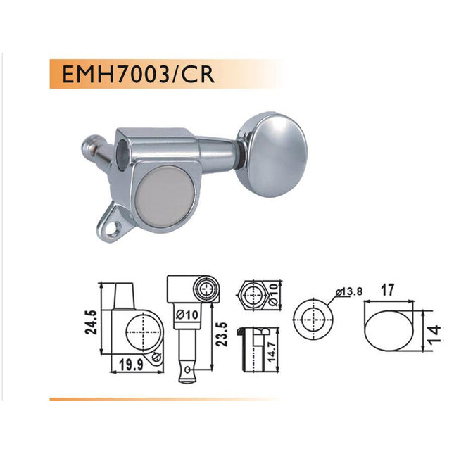 VALENCIA EMH7003CRR6 ELEKTRO GİTAR BURGUSU, 6'LI SET, SAĞ, KROM, YUVARLAK