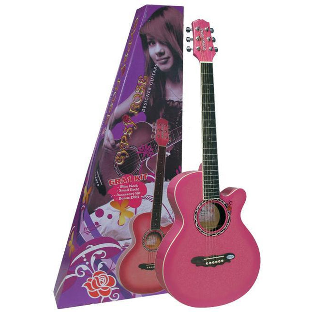 VALENCIA GRA1KCPK AKUSTİK GİTAR GYPSY ROSE SET, PEMBE