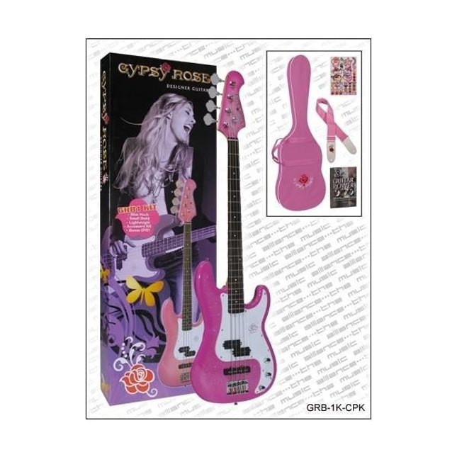 VALENCIA GRB1KCPK BASS GİTAR GYPSY ROSE SET PEMBE