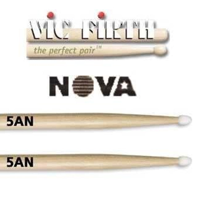 VICFIRTH N5AN BAGET NOVA 5A NYLON TIP, HICKORY, 16"x0.565"