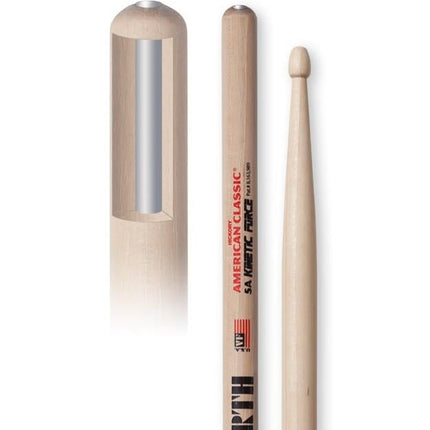 VICFIRTH V5AKF BAGET 5A WOOD KINETIC FORCE, HICKORY, 0.565