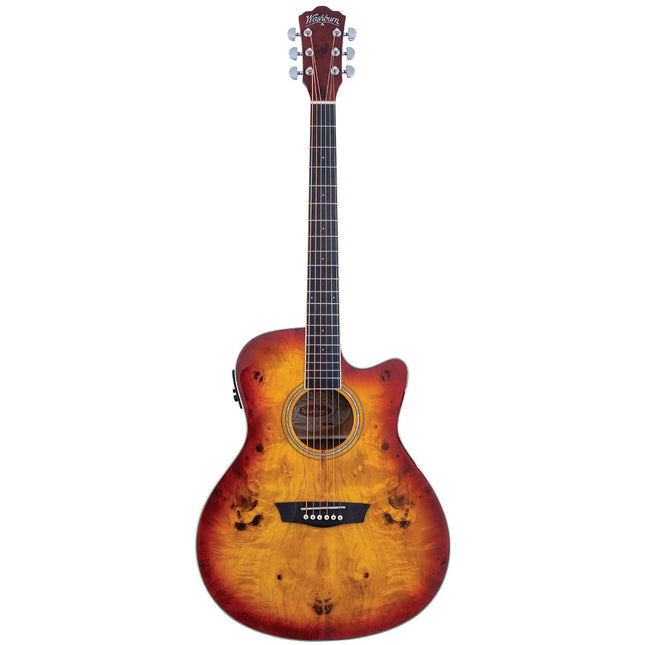 Washburn Deep Forest Burl Ace Amber Fade Electric Acoustic Guitar 