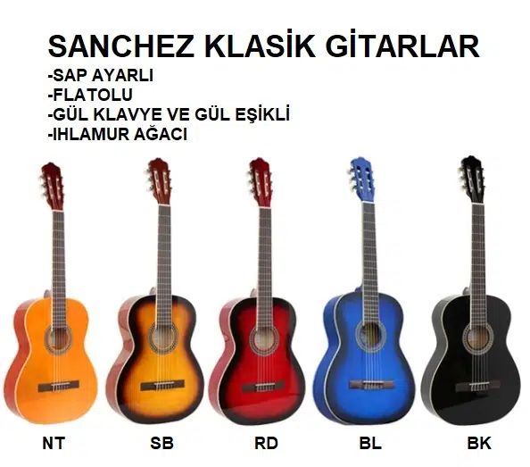 Sanchez XFP39-RB 4/4 Tam Boy Klasik Gitar | Kırmızı Sunburst Renk, Başlangıç ve Eğitim Seviyesi, Parlak Cila