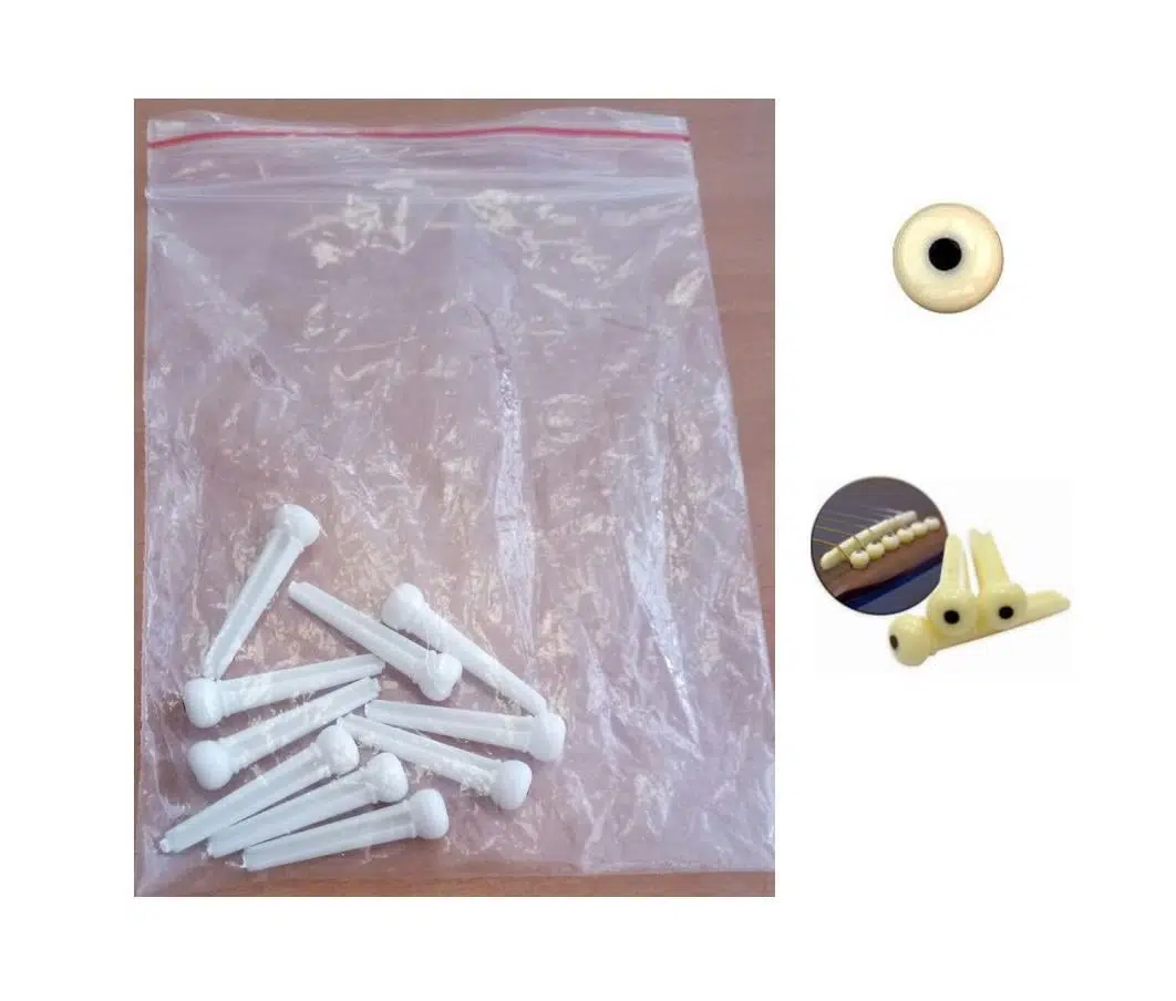 Maxtone MS021W Akustik Gitar Köprü Pimi - Beyaz 10'lu Paket (Aksesuar) | Nokta Desenli Estetik Tasarım, 10 Adet Ekonomik Paket ve Güvenli Tel Tutuşu