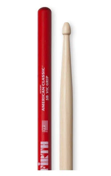 Vic Firth V5BVG American Classic 5B Vic Grip Baget | Kaydırmaz Kaplama - Rock Standardı - Ahşap Uç