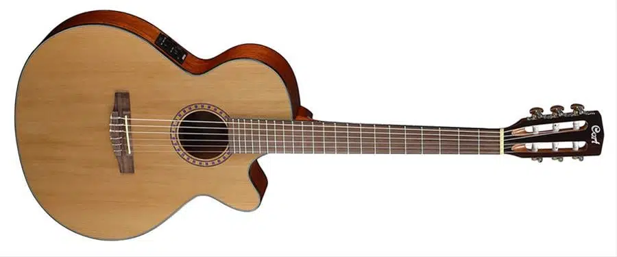 Cort CEC5 Elektro Klasik Gitar - Natürel (Orta/Profesyonel Seviye) | İnce Kasa (Slim Body), Masif Sedir Kapak ve Fishman Isys Plus EQ Sistemi