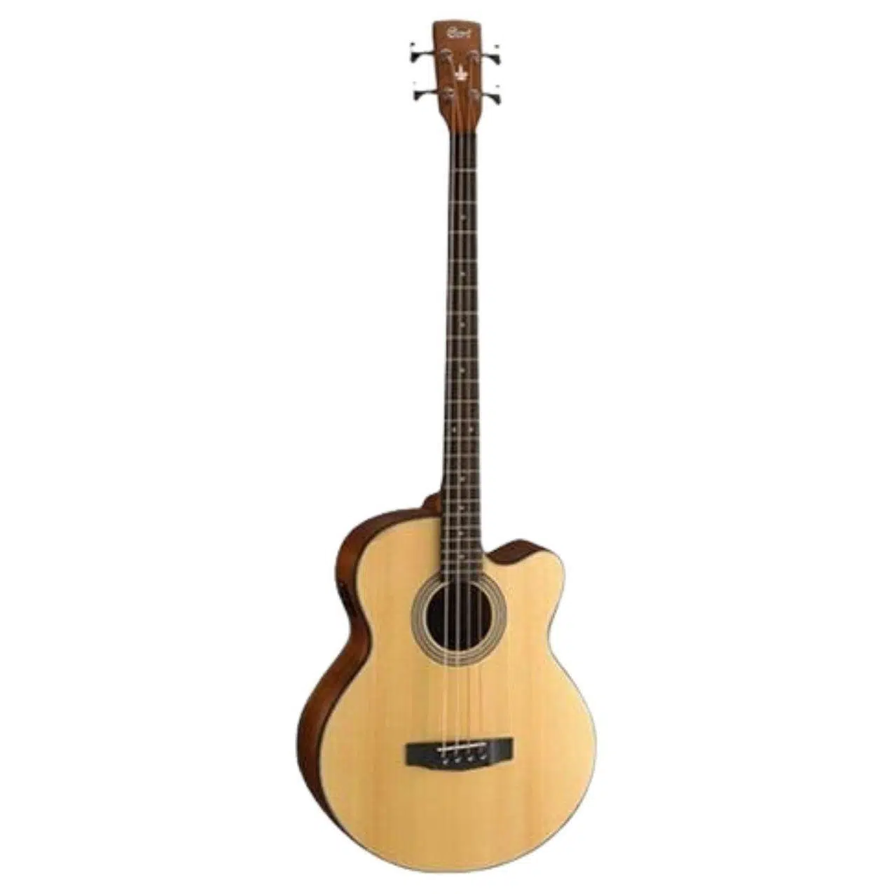Cort SJB5F-NSW Elektro Akustik Bas Gitar - Natural Satin (Profesyonel) | Super Jumbo Kasa, Masif Ladin Kapak, 34 İnç Skala, Fishman Isys Plus EQ ve Koruyucu Çantası Dahil