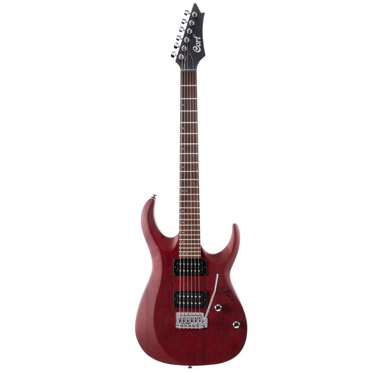 Cort X100-opbc Elektro Gitar - Open Pore Black Cherry (başlangıç/orta Seviye) | Meranti Gövde, Powersound Hh Manyetik Dizilimi, Modern Tremolo Köprü Ve Doğal Rezonansı Artıran Açık Gözenekli Bitiş