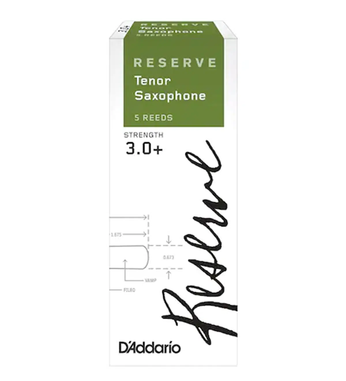 D'Addario DKR05305 Reserve Tenor Saksafon Kamışı No: 3.0+ (Profesyonel) - 5'li Paket | Ara Sertlik, Profesyonel Kontrol ve Kararlı Tını