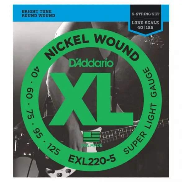 D'Addario EXL220-5 Long Scale 5 Telli Bas Gitar Teli (40-125)