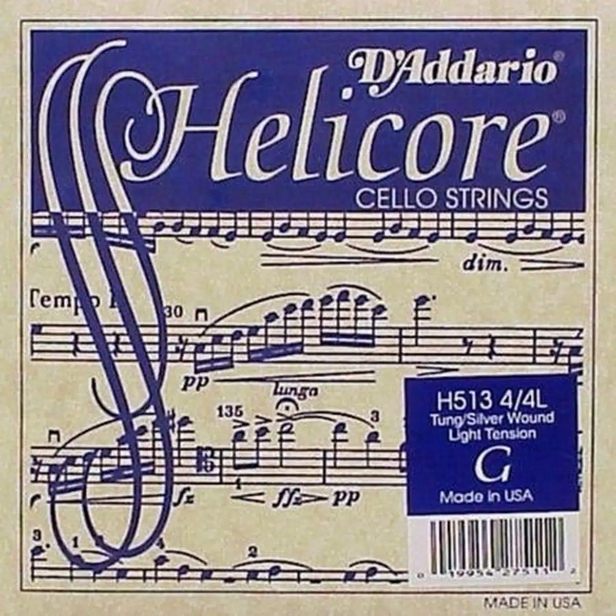 D'Addario H513 Helicore Tek Çello Sol (G) Teli (4/4) | Tungsten/Gümüş Sarım ile Zengin Alt Frekanslar Derin Rezonans ve Sıcak Tonlar