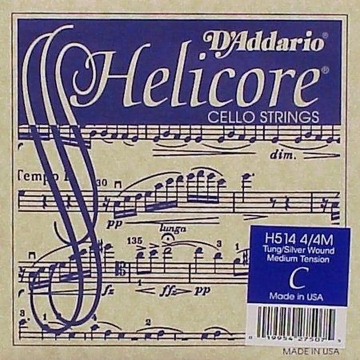 D'Addario H514 Helicore Tek Çello Do (C) Teli (4/4) | Güçlü Projeksiyon ve Net Artikülasyon Üstün Bas Cevabı ve Uzun Ömürlü Çelik Çekirdek