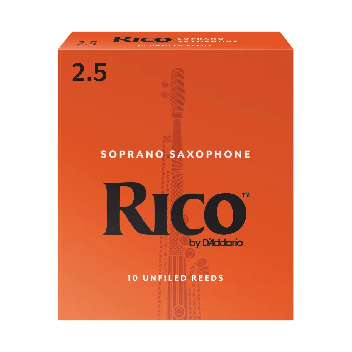 D'Addario RIA1025 Rico Orange Box Soprano Saksafon Kamışı No: 2.5 (Orta Seviye/Eğitim) - 10'lu Paket | Standart Sertlik, Güvenilir ve Çok Yönlü Kullanım
