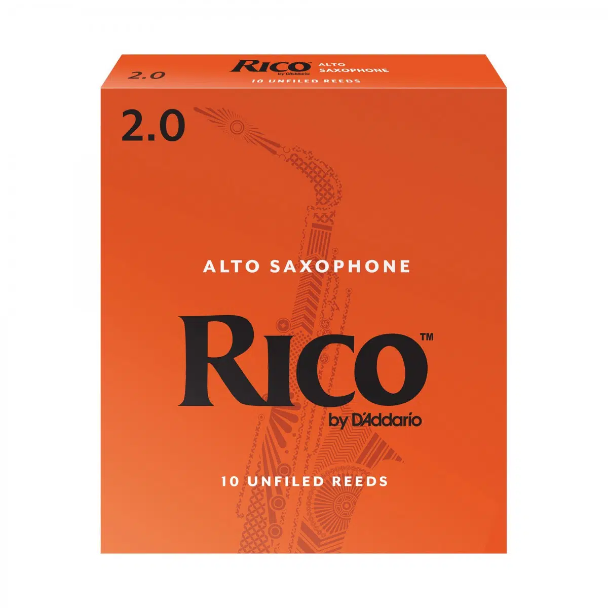 D'Addario RJA1020 Rico Orange Box Alto Saksafon Kamışı No: 2.0 (Başlangıç/Eğitim) - 10'lu Paket | Klasik Turuncu Kutu, Caz ve Eğitim İçin İdeal Standart