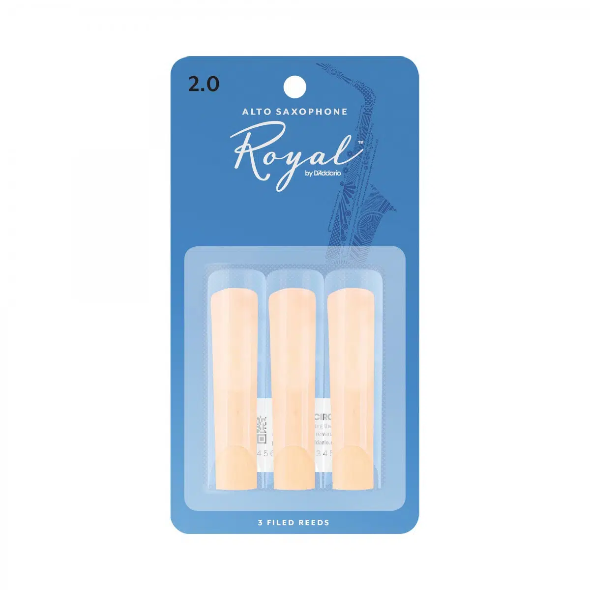 D'Addario Woodwinds RJB0320 Royal Alto Saksafon Kamışı No: 2.0 (Başlangıç/Eğitim) - 3'lü Paket | Kolay Ses Üretimi ve Esnek Yapı