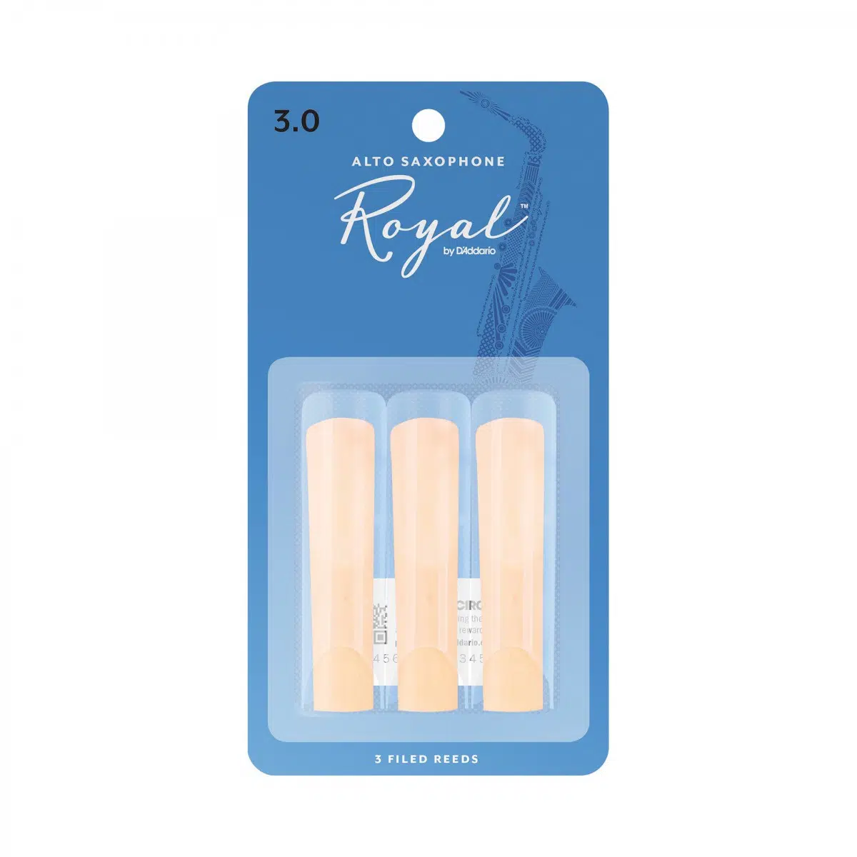D'Addario Woodwinds RJB0330 Royal Alto Saksafon Kamışı No: 3.0 (Orta Seviye/Eğitim) - 3'lü Paket | Orta Sertlik, Net Ton ve Hassas Artikülasyon