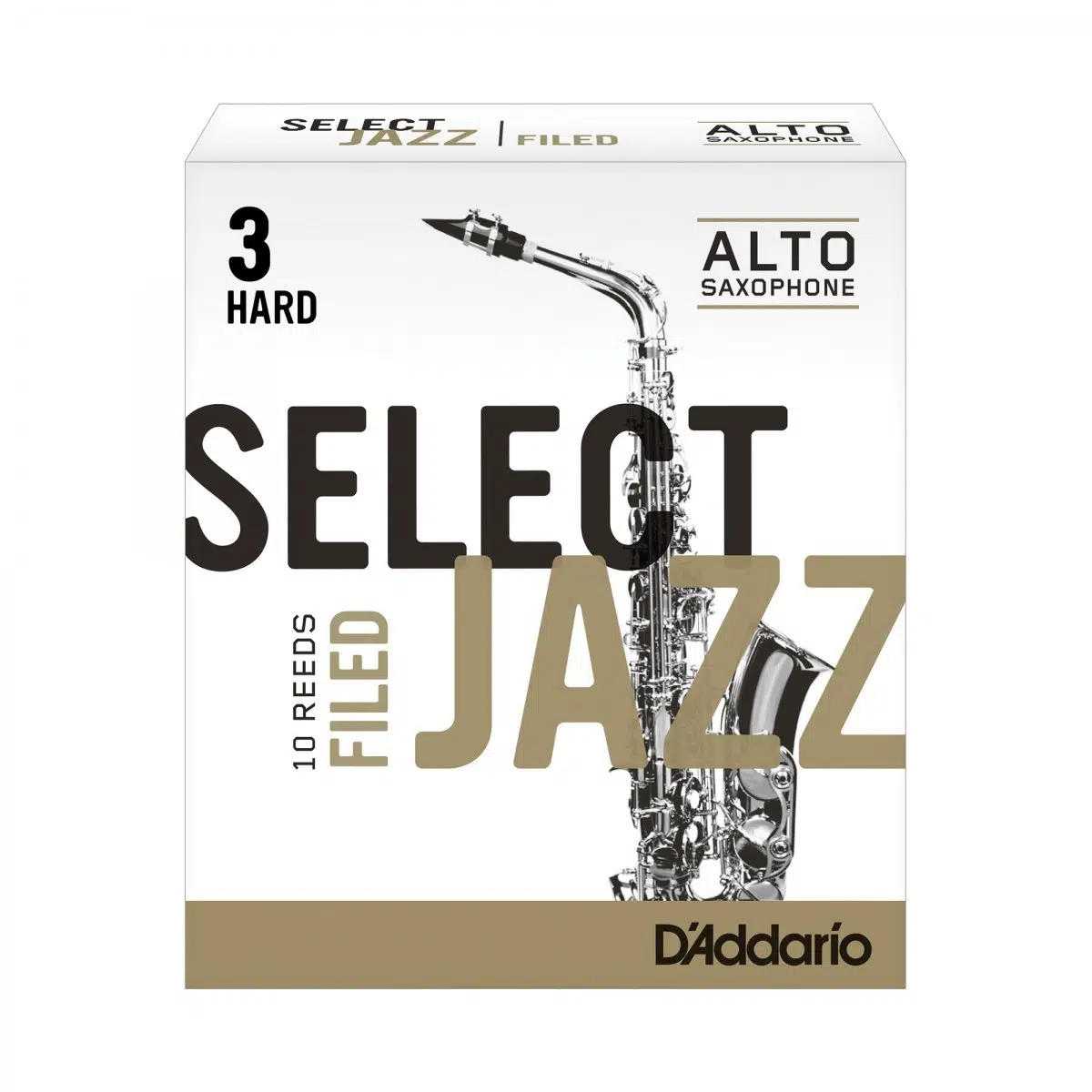 D'Addario RSF10ASX3H Select Jazz Filed Alto Saksafon Kamışı No: 3 Hard (Profesyonel/Caz) - 10'lu Paket | Güçlü ve Koyu Caz Tonu, Filed (Dosyalı) Kesim