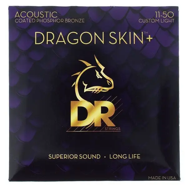 DR DAP-11 Dragon Skin+ Phosphor Bronze Akustik Gitar Teli (Custom Light 11-50)