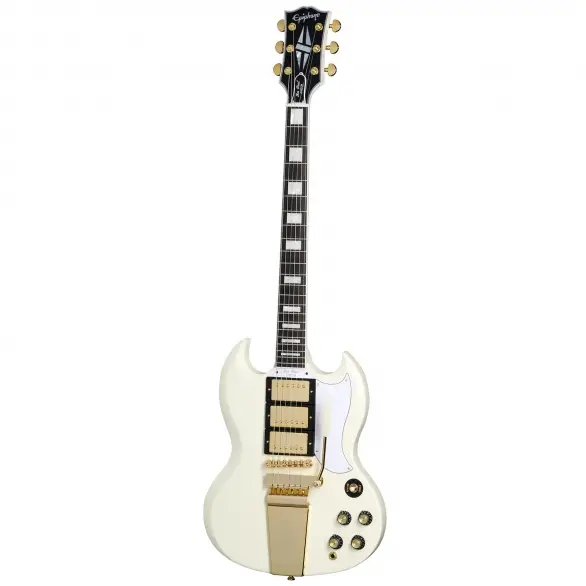 Epiphone 1963 Les Paul SG Custom Maestro Vibrola Elektro Gitar (Classic White)