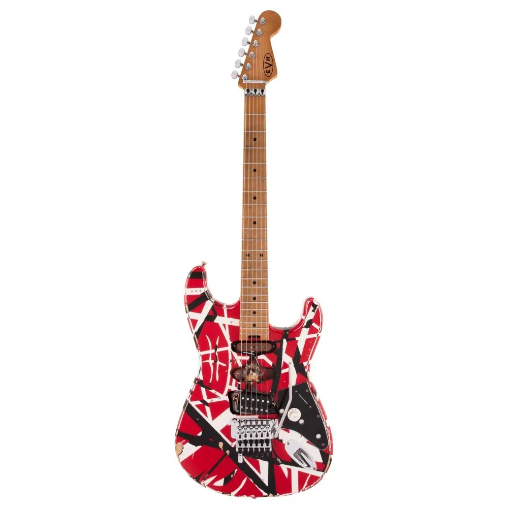 Evh 5107900503 Striped Series Frankenstein "frankie" Relic Elektro Gitar (red With Black Stripes - Akçaağaç Klavye) | Artist Serisi Efsanevi Frankenstein Tribute Versiyonu Eskitilmiş (relic) Versiyonu