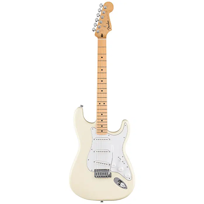 Fender 0266220505 Standard Stratocaster Elektro Gitar (Olympic White) | Akçaağaç Klavye Beyaz Renk ve Yüksek Çıkışlı Manyetikler