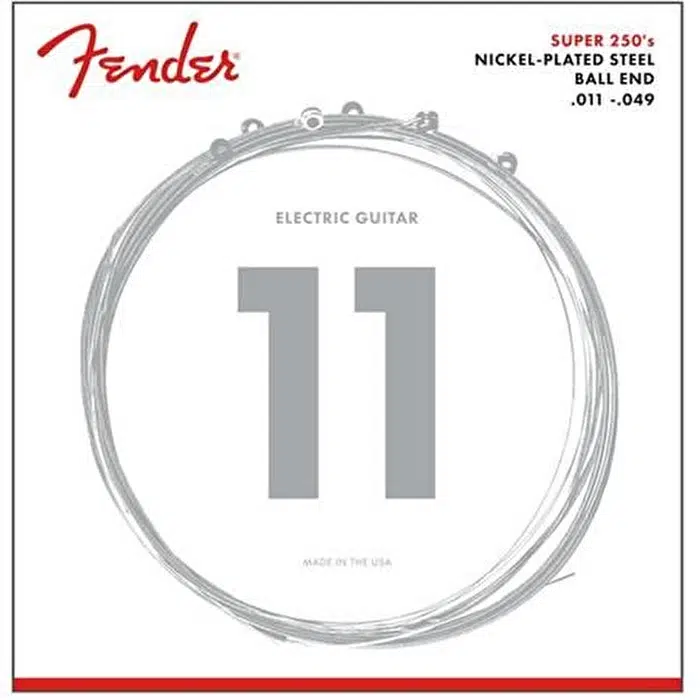 Fender 0730250408 Super 250 Nickel Plated Steel Elektro Gitar Teli (11-49) | 250M Medium Set Dolgun Tonlar ve Sert Tuşe İçin Uygun