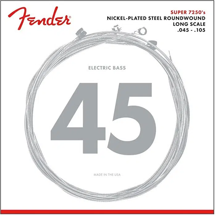 Fender 0737250406 7250 Nickel Plated Steel Bas Gitar Teli (45-105) | 7250M Long Scale Nikel Kaplama Çelik Yüksek Çıkış Gücü ve Dinamik Bas Tonları