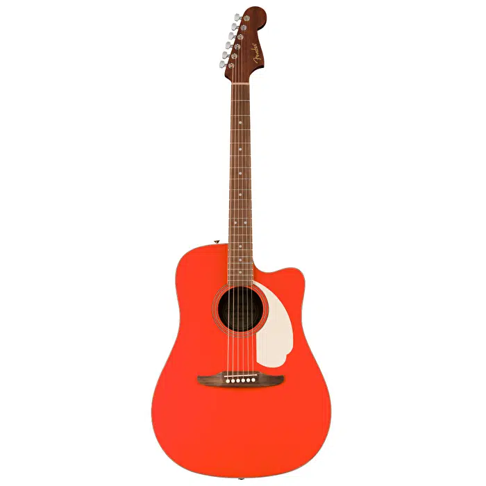 Fender 0974221540 California Standard Redondo CE Elektro Akustik Gitar (F.Red) | Canlı Kırmızı Renk Fishman Preamp ve Masif Ladin Kapak