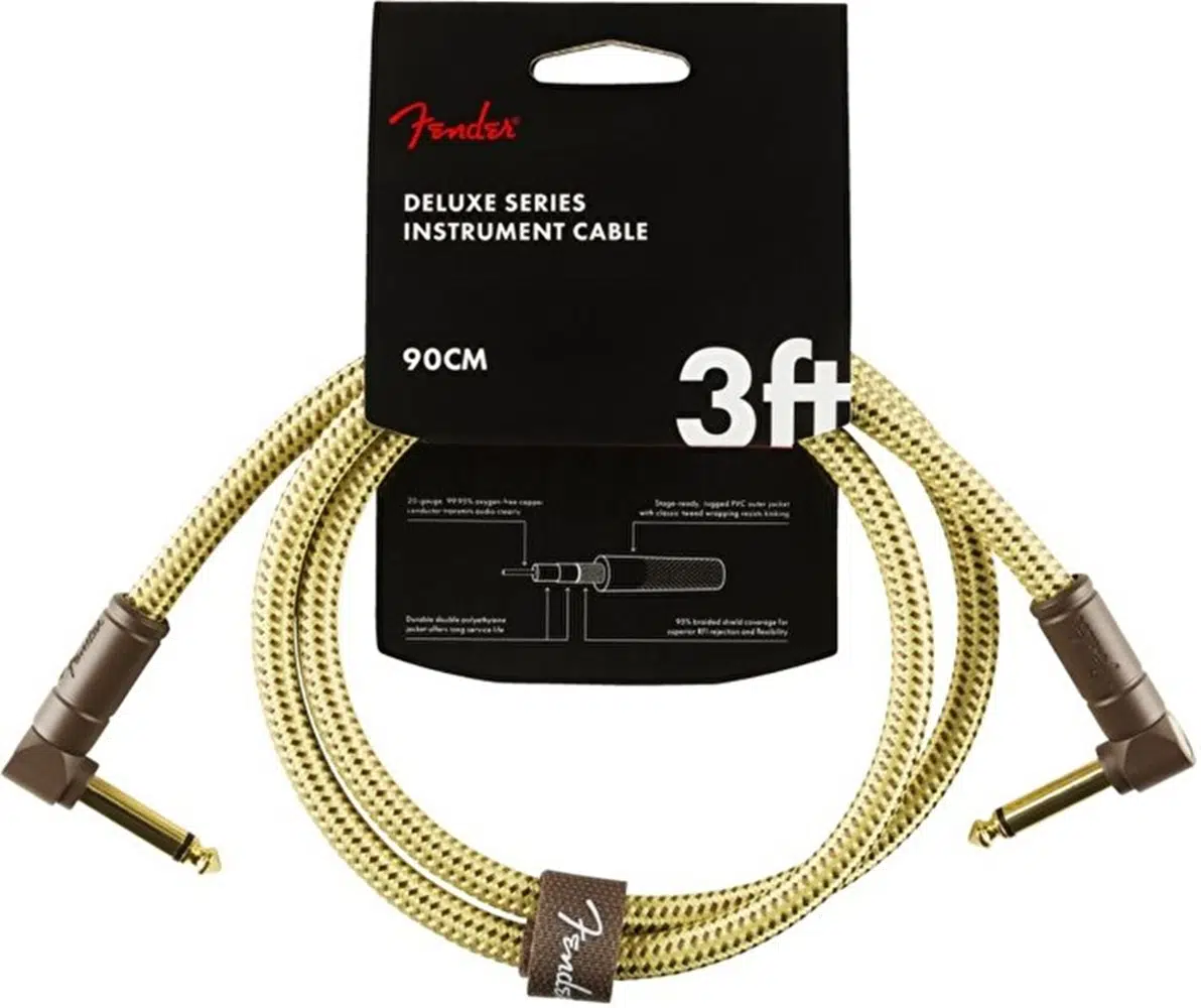 Fender 0990820098 Deluxe L/L Uçlu Tweed Yama Kablosu (90cm) | Uzun Mesafe Pedalboard Bağlantıları İçin 90 cm Yama Kablosu