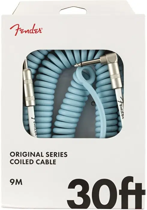 Fender 0990823006 Original Coil Spiral Kablo (9m - Daphne Blue) | 9 Metre Uzunluk Sarmal Yapı Sayesinde Dolaşmaz ve Vintage Ton Sağlar