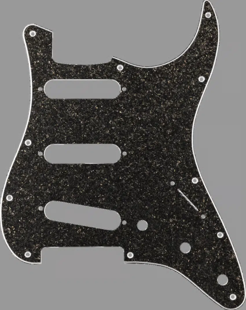 Fender 0992187002 Gitar Pickguard Plakası | Stratocaster, Hybrid Glass, Parlak Efektli, Gümüş
