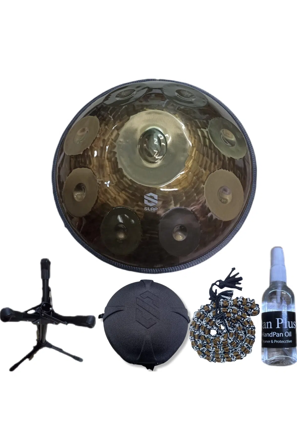 Slap Handpan K8922912373 Handpan Seti | 9 Nota, Re Minör, Stand, Taşıma Çantası, Bakım Yağı, Renkli Koruyucu Kuşak