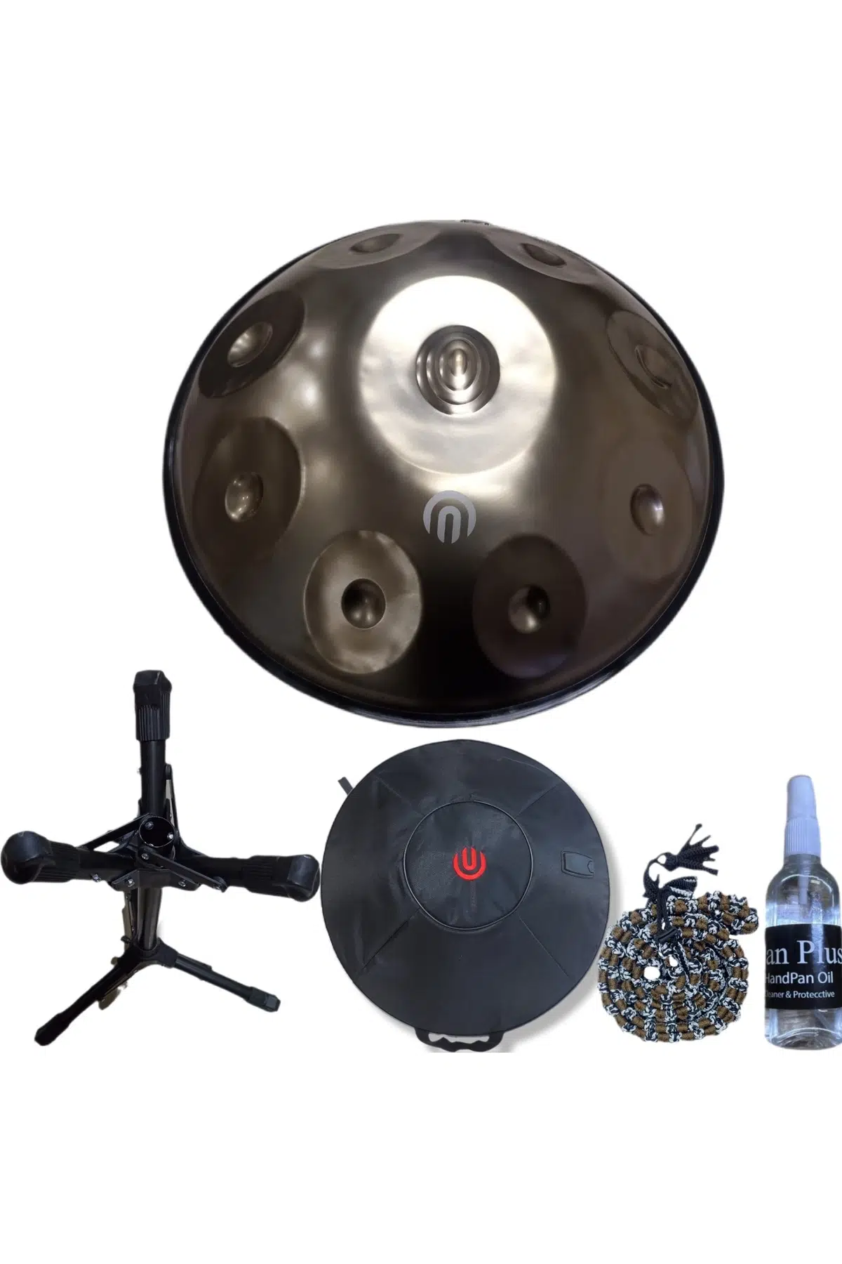 Arsha F479975334 Steel Handpan Seti | 9 Nota, Re Minör, Stand, Taşıma Çantası, Bakım Yağı, Renkli Koruyucu Kuşak