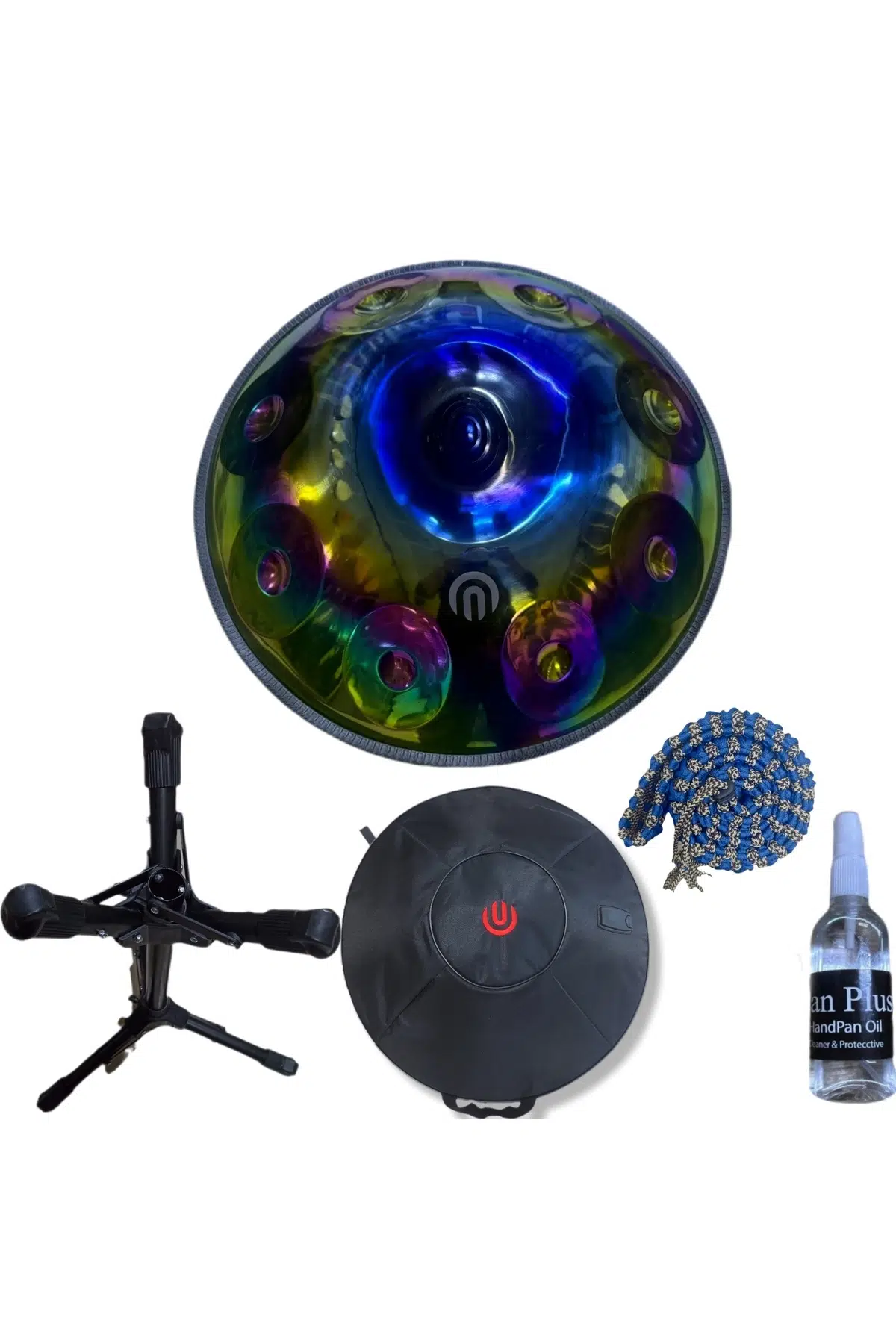 Arsha T8881119222 Titanium Handpan Seti | 9 Nota, Re Minör, Stand, Taşıma Çantası, Bakım Yağı, Renkli Koruyucu Kuşak
