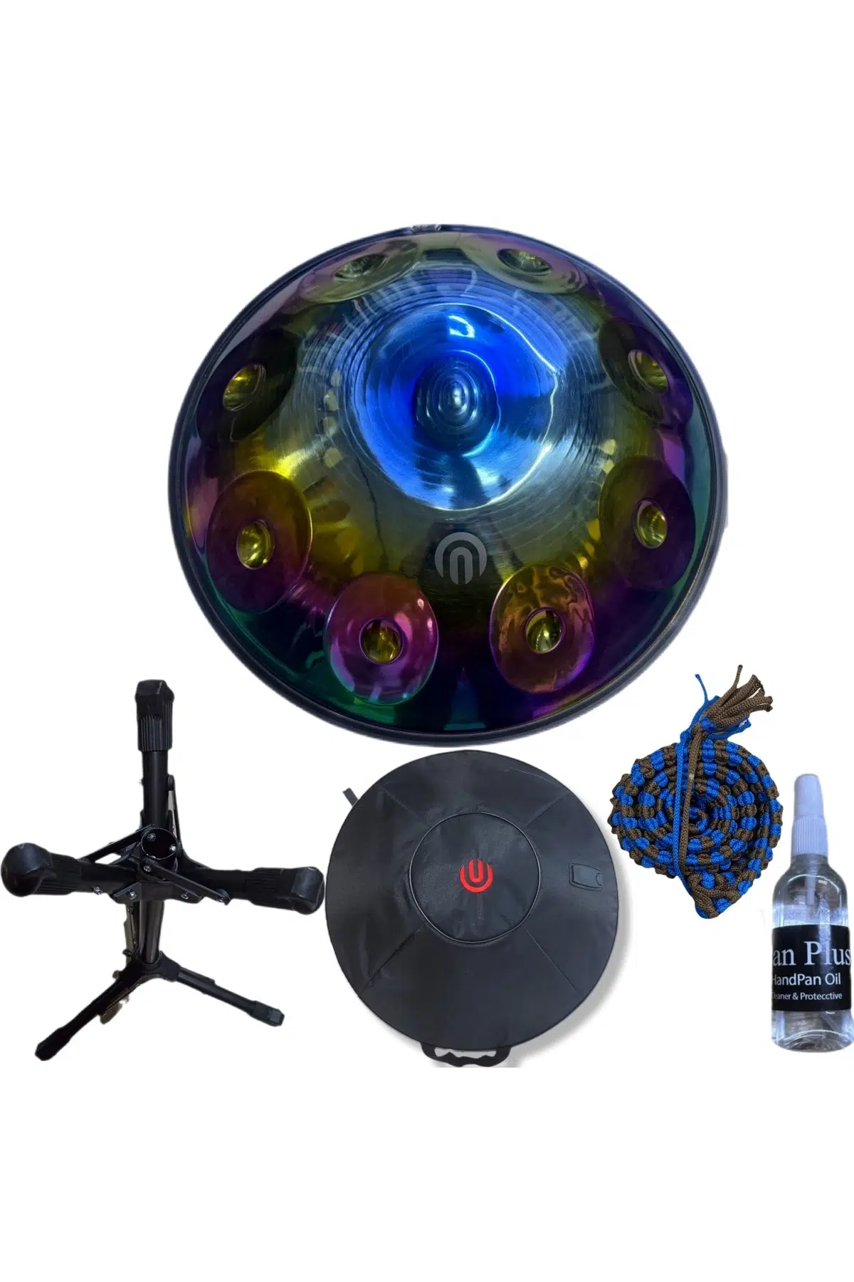 Arsha H882211347 Titanium Handpan Seti | 9 Nota, Re Minör, Stand, Taşıma Çantası, Bakım Yağı, Renkli Koruyucu Kuşak