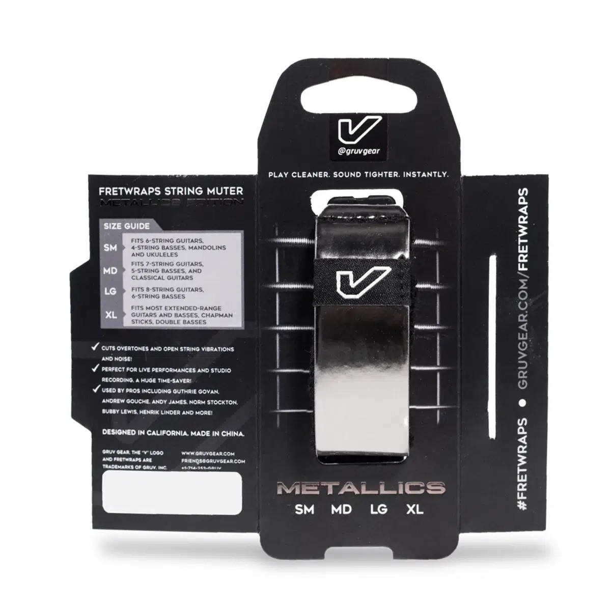 Gruv Gear FW1-TTN-SM FretWrap Metals Titanium (Small) | Titanyum Renk, 4 Telli Bas ve 6 Telli Gitar Uyumlu, Klavye Susturucu