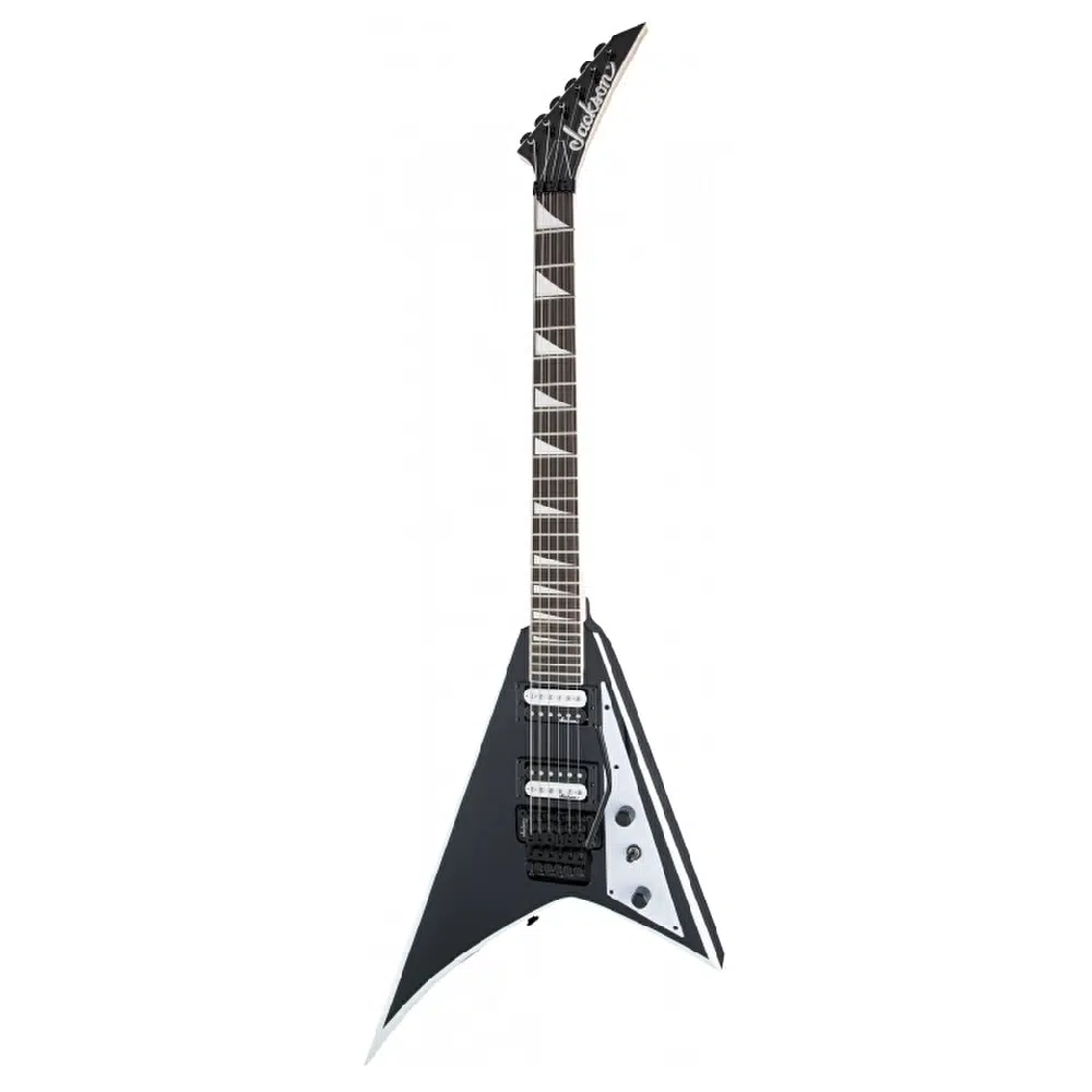Jackson 2910137572 JS Series Rhoads JS32 Elektro Gitar (Black with White Bevels) | Egzotik Klavye, Köpekbalığı Dişi İşlemeler ve Floyd Rose Tremolo