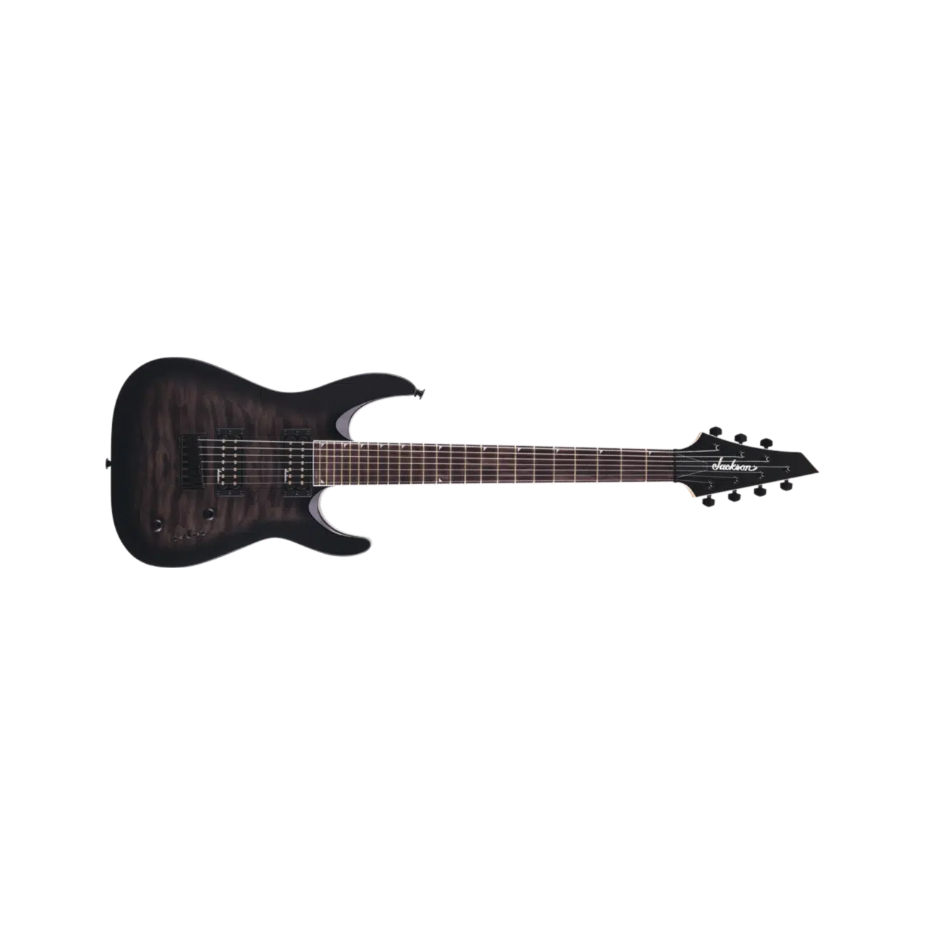 Jackson 2918804585 JS Series Dinky Arch Top JS22Q-7 DKA HT 7 Telli Elektro Gitar (Trans Black Burst) | Egzotik Klavye, Kapitone Akçaağaç Üst ve Sabit Köprü