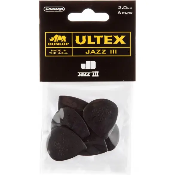 Jim Dunlop 427P2.0 Ultex Jazz III 6'lı Paket Pena (2.00 mm)