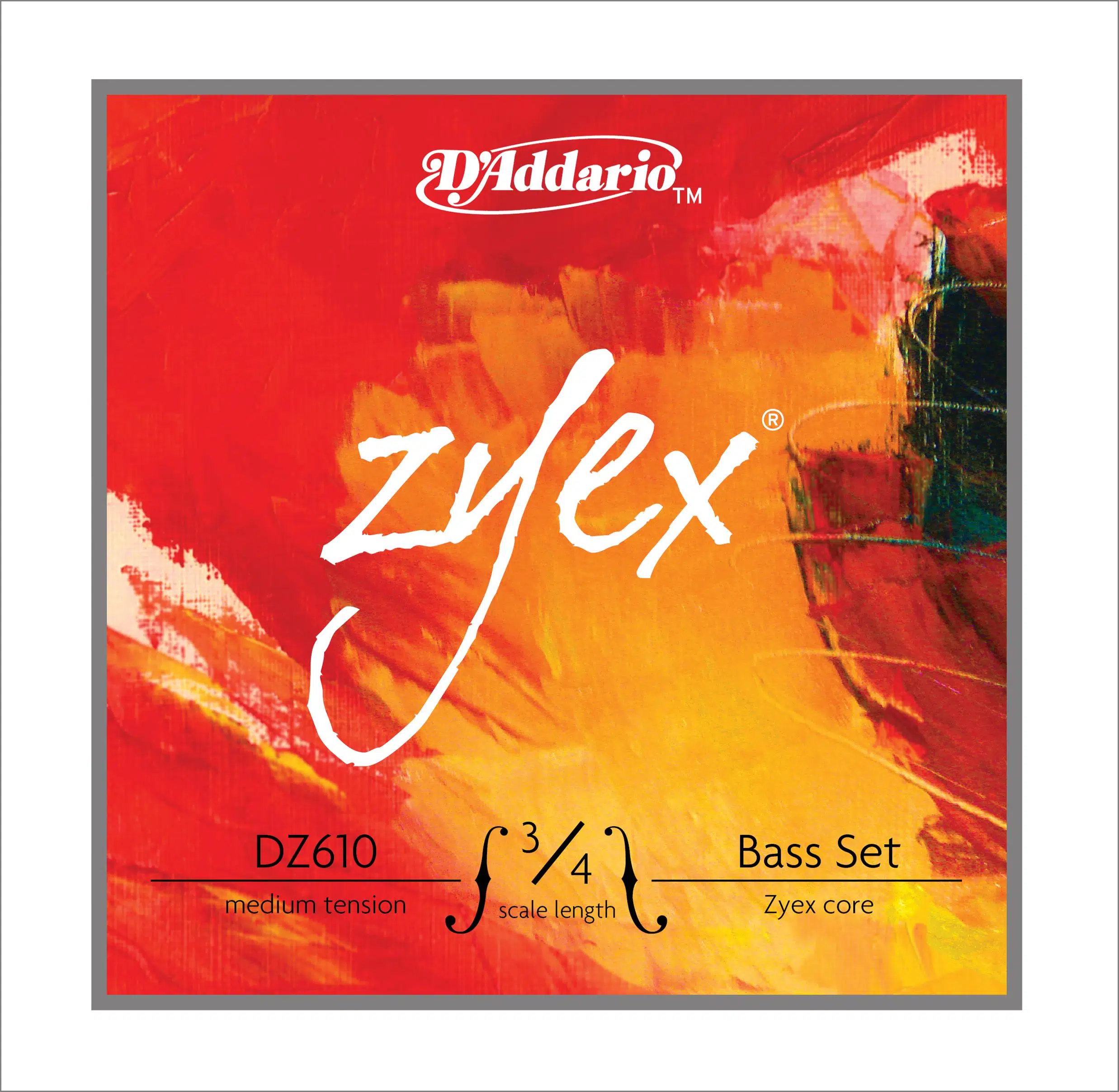 D'Addario DZ610 Zyex Kontrabas Tel Seti (3/4) | Modern Sentetik Çekirdek Pizzicato ve Arco İçin Dengeli Yanıt ve Güçlü Alt Frekanslar