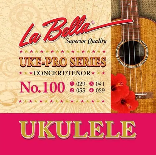 La Bella 100 Concert-Tenor Ukulele Tel Seti | Tel Kalınlıkları: .029, .033, .041, .029