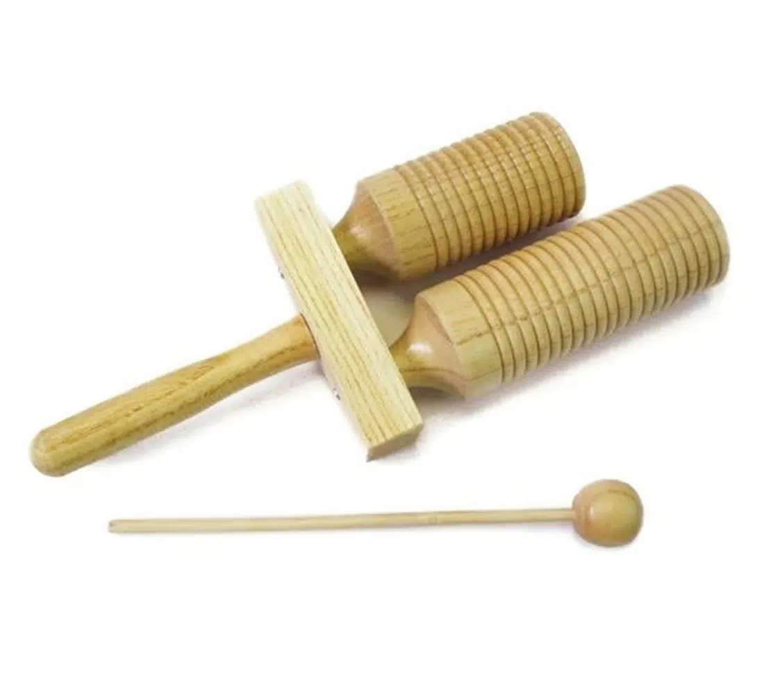 Maxtone TC-55 Çiftli Ahşap Agogo - Wood Block (Perküsyon) | İki Farklı Nota Aralığı, Doğal Ahşap Tınısı, Otantik Ses Karakteri ve Perküsyon Grupları İçin İdeal